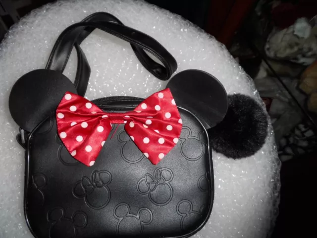 Minnie Mouse Asda Bow Handbag With Strap Black.free Pp.