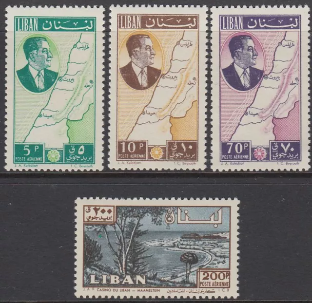 Libanon Lebanon 1961 ** Mi.704/07 Flugpost Airmail Landkarte Präsident Bucht