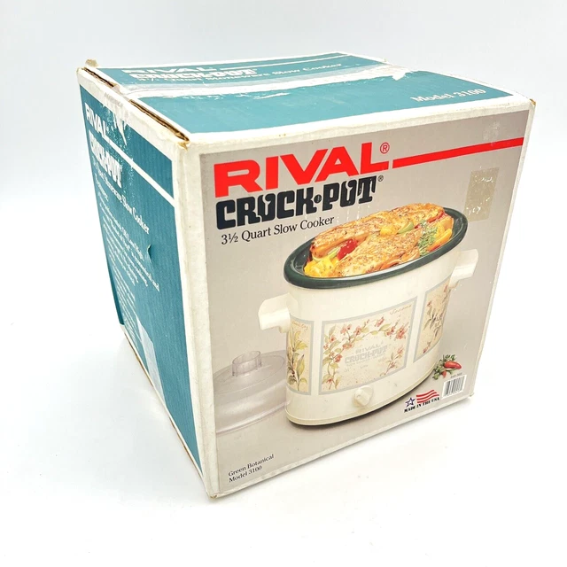 VINTAGE RIVAL CROCK Pot Slow Cooker Lid 3.5 Quart Stoneware Green Model