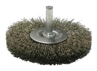 Crimped Wire Radial Wheel Brush, 3 in D, .008 Stainless Steel Wire Weiler 17978