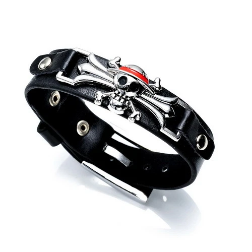 Bracelet en cuir noir One Piece main image 1