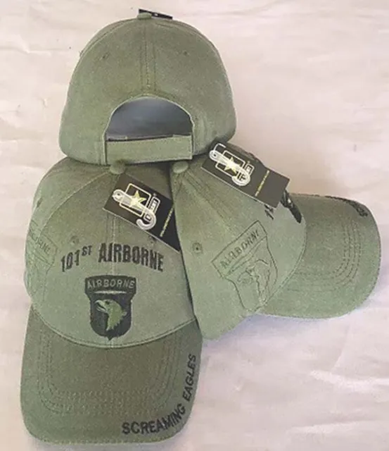 Olive Drab Us Army 101St Airborne Division Distressed Vintage Baseball Cap Hat