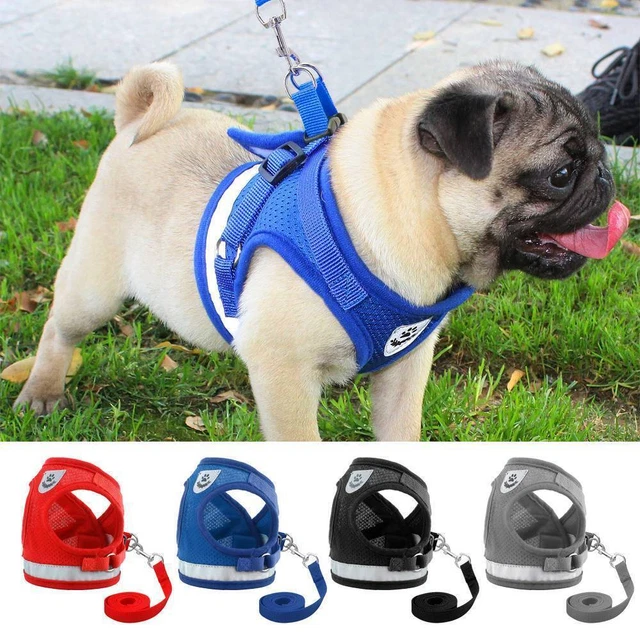 Pet Dog Cat Puppy Harness Lead Leash Reflective Breathable Soft Mesh Vest Set UK