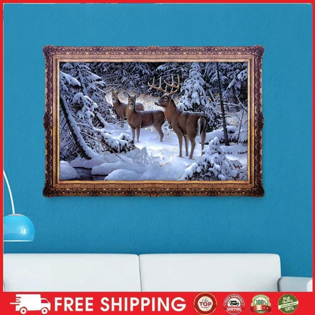 DIY-5D voll Diamanten Stickerei Schnee Hirsche Elk Runde Diamant Malerei Cross