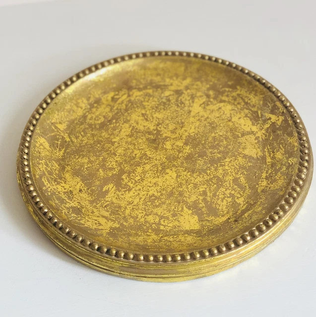 Yankee Candle Company Large Gold Leaf Rope Trim Candle Holder Plate Christmas