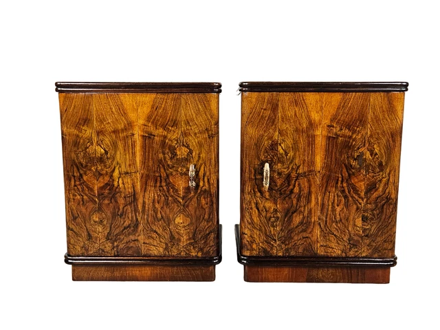 Coppia comodini Art Decò in Radica di Noce | Comodini Anni '40 | Comodini Design