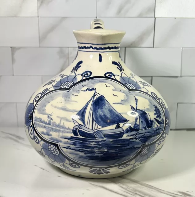 Erven Lucas Bols Amsterdam Holland 1575 Delft Sailboat 5 3/4" Decanter No Stoppe