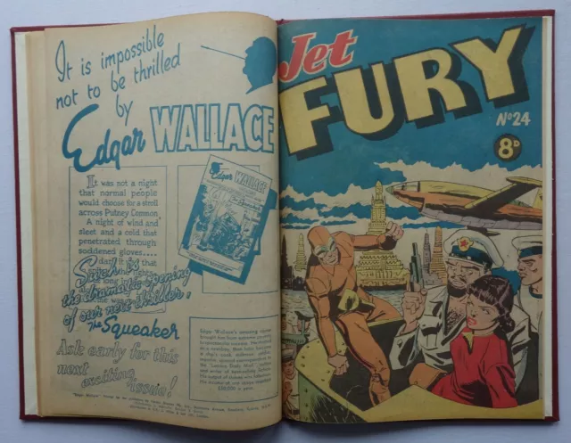 Bound Volume of 3 comics (1950s) - I Hate Crime 8, Edgar Wallace, Jet Fury 24