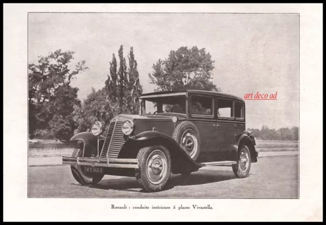 Publicité Automobile Renault Vivastella  car vintage photo  ad  1924 -1j