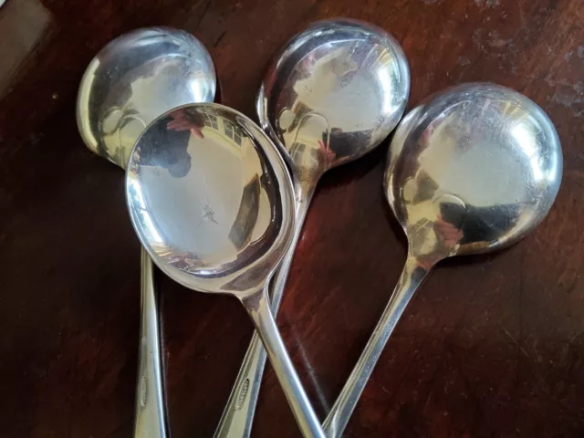 4 x Vintage quality silver plated round spoons ,17.5 cm