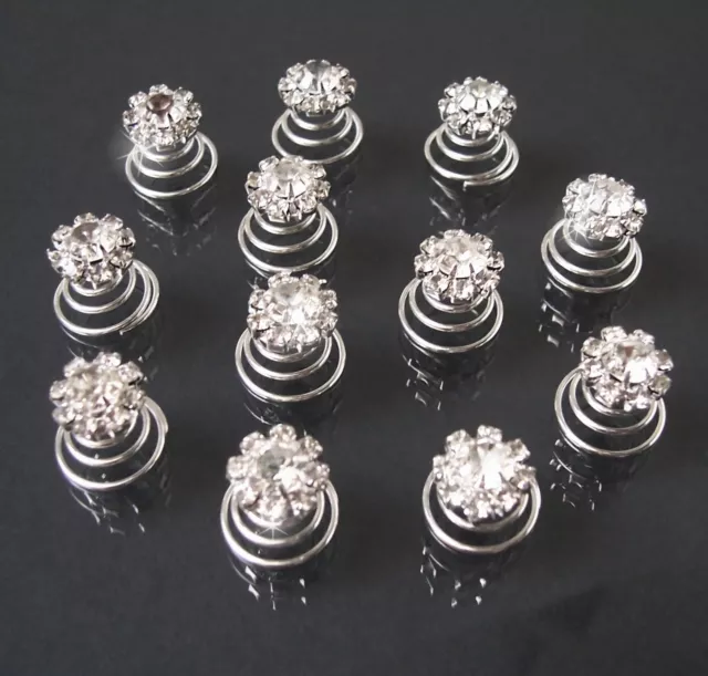 Haarschmuck Curlies 12 Stück Strass Blume 11mm Kommunion Hochzeit Braut H601