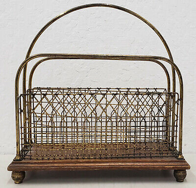 Late 19th to Early 20th Century Oak and Brass Magazine Rack
