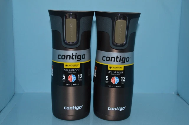 (2)Contigo Stainless Steel Autoseal West Loop Vacuum-Insulated Travel Mug, 16 Oz