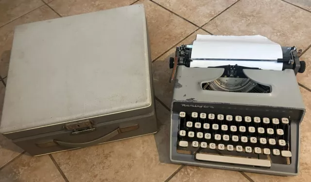 Vintage Remington Travel Riter Antique Typewriter Gray w collectible  Case VIDEO