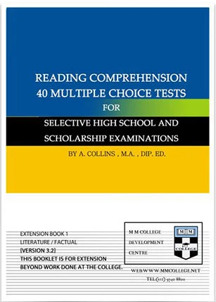 READING COMPREHENSION 40 MULTIPLE CHOICE TEST for Selective High School ...