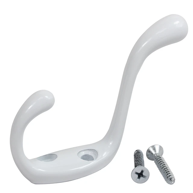 Rok Hardware Heavy Duty Coat Hook, 3-1/2", White