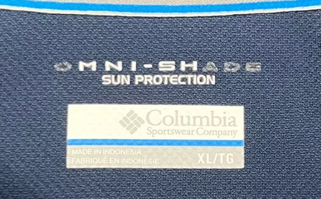 COLUMBIA OMNI-SHADE SUN Protection Navy Blue Polo Shirt Men’s Size XL ...