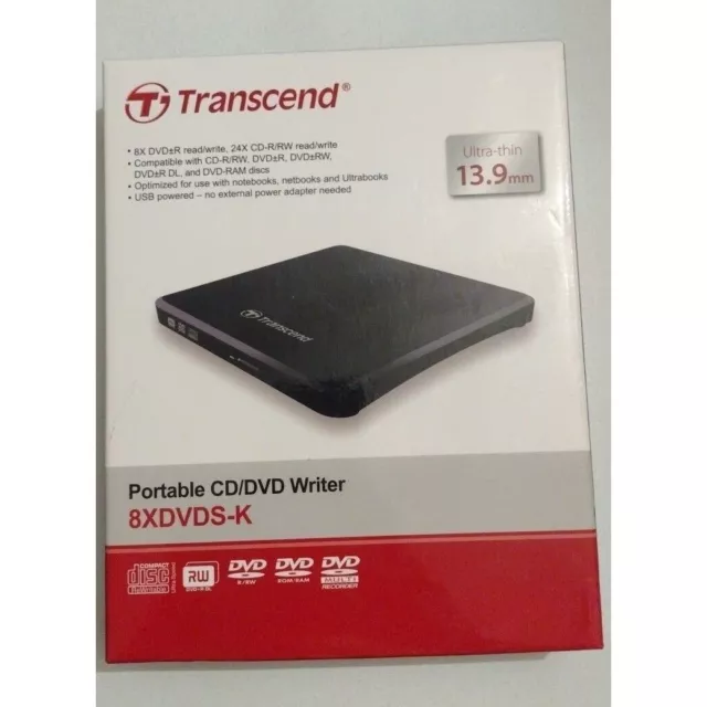 Transcend Portable 24XCD / 8XDVD Writer TS8XDVDS-K Brand New