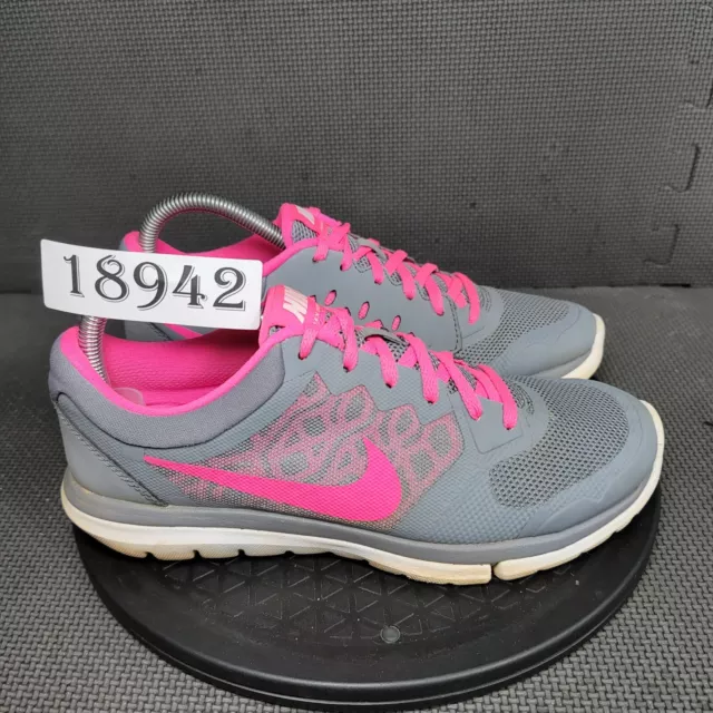 Nike Flex Run 2015 Shoes Womens Sz 8.5 Gray Pink Athletic Trainers