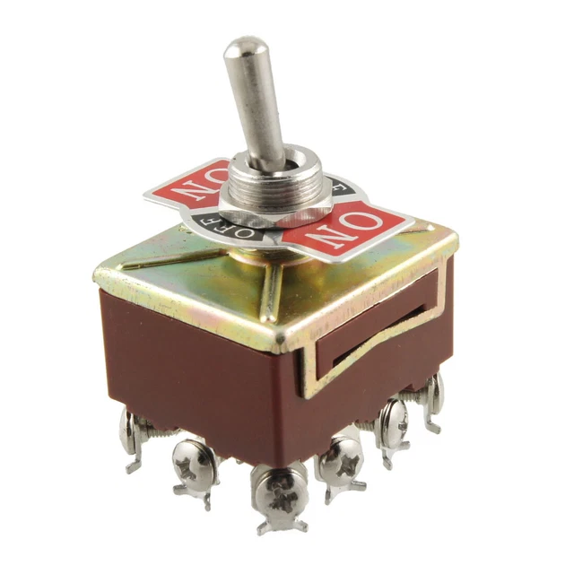 AC 15A/250V 10A/380V Screw Terminals On/Off/On 4PDT Latching Toggle ...