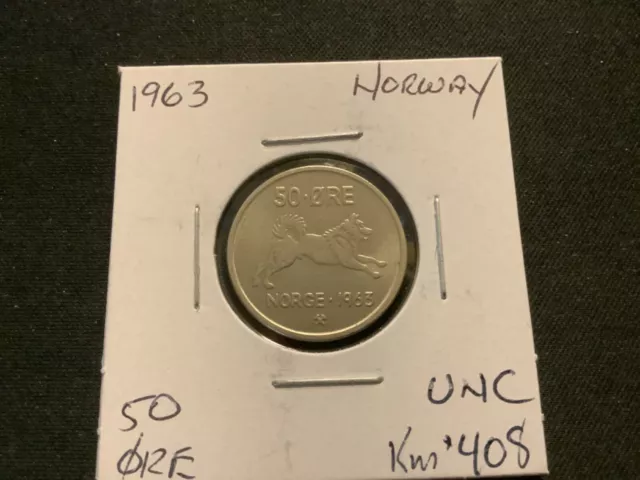 Norway 1963 50 Ore UNC Nice Coin  #R4993