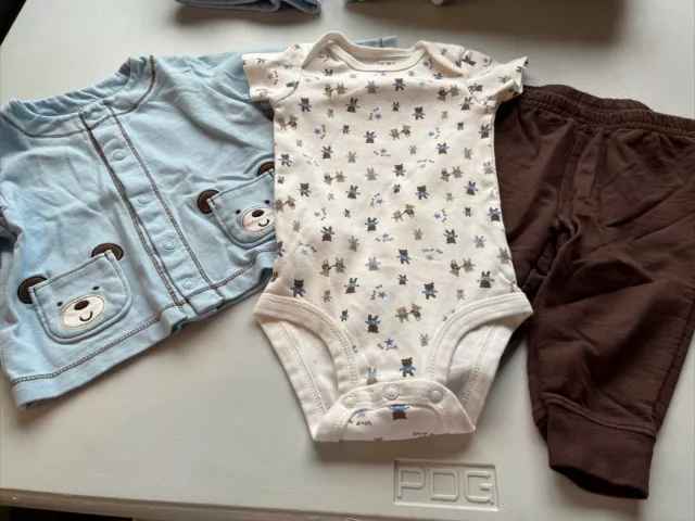 baby boy clothes Size 6 Months Carters L/S One Piece Snap Up Shirt & Pants Teddy