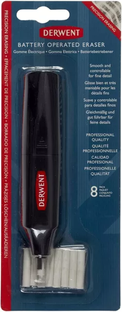 Derwent Battery Operated Eraser Pen, Includes 8 Replacement Erasers