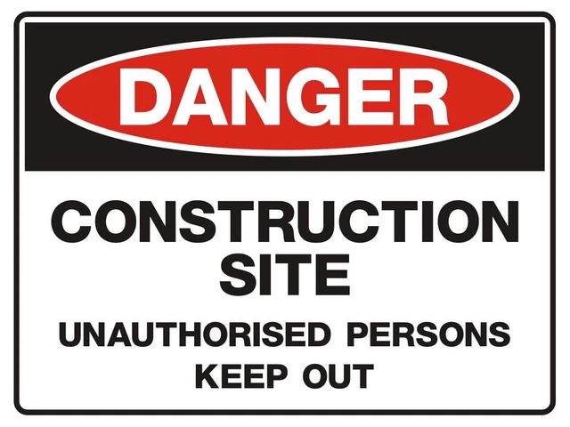SAFETY SIGN &DANGER CONSTRUCTION SITE 5mm corflute 300MM X 225MM" $8.90 ...