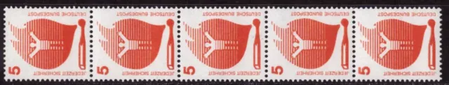 BUND 5er-Streifen ** UV Unfallverhütung Mi.-Nr. 694 / 5Pf - (A3157)
