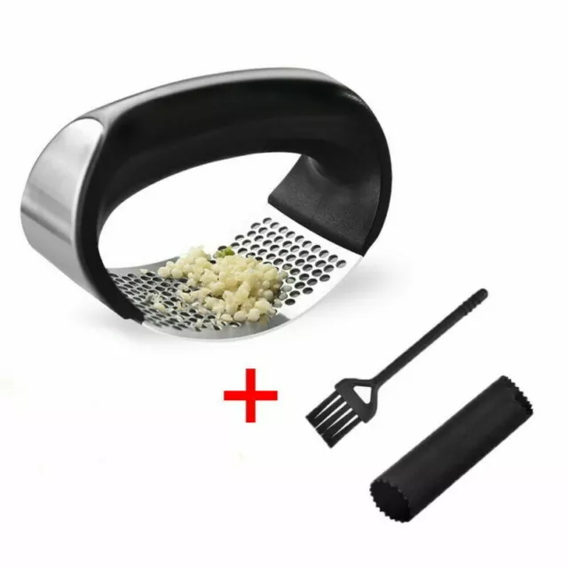 Stainless Steel Manual Rocking Mincer Garlic Press Crusher Kitchen Squeezer