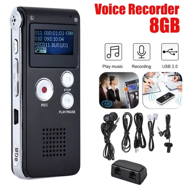 Digital Voice Recorder Dictaphone Audio MP3 Player Sound Voice Recording Device