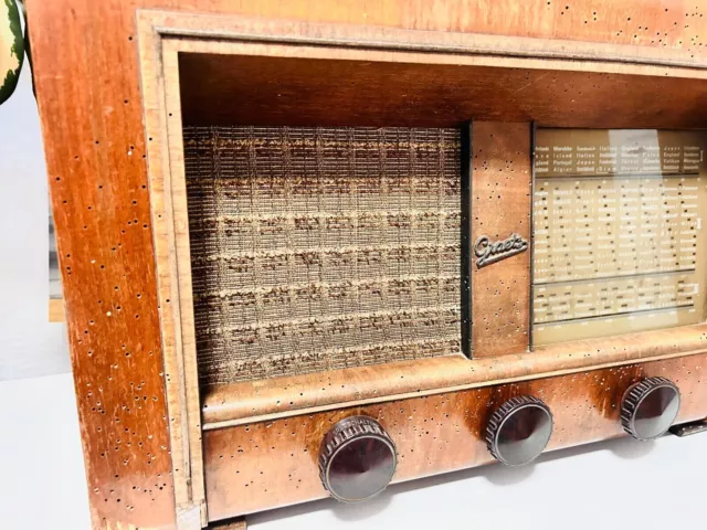 Greatz Radio 50W Antikes Röhrenradio aus Holz Vorkriegsmodel Funktionsfähig 3