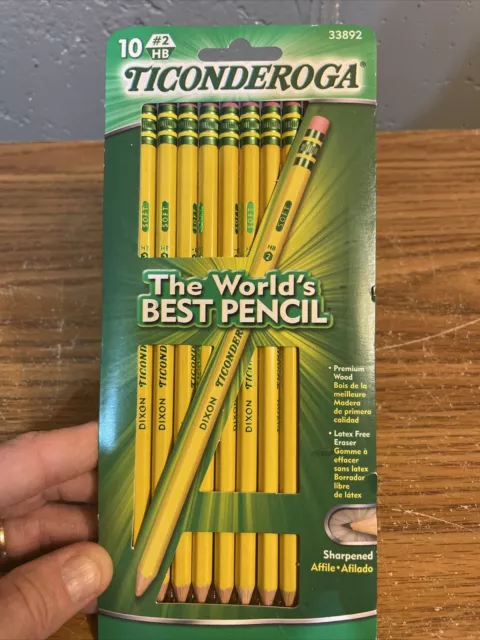 TICONDEROGA Pencils Wood-Cased Pre-Sharpened Graphite #2 HB Soft Yellow 10 Pack