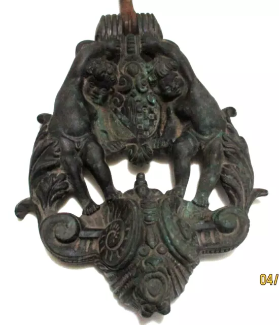 Large Antique Castle Mansion Bronze Door Knocker 4 + Lbs Great Patina