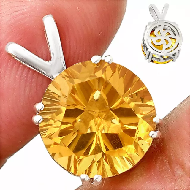 Fancy Cut Natural Citrine 925 Sterling Silver Pendant Jewelry P-1737