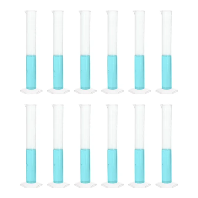 100ml PP Plastic Graduated Cylinder, 12 Pack Hex Base White Graduations