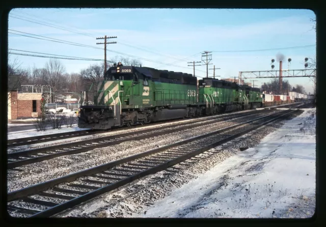 Railroad Slide - Burlington Northern #8069 Locomotive 1989 Hinsdale Illinois
