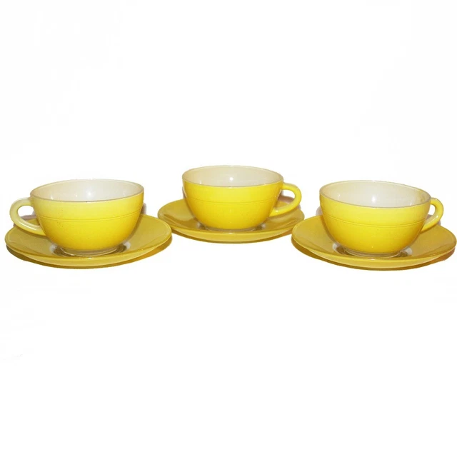 Lot Vintage 4 Tasses + 5 Soucoupes Duralex Marron Ambré – Occasion