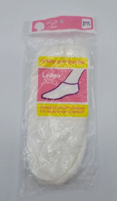 Vintage New! Lady Sox White Orlon Brushed Ankle Booty Slipper Socks Size 9-11