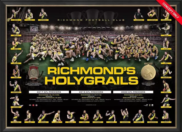 Richmond Tigers 2017,2019 2020 Afl Premiership Premiers Holy Grail Memorabilia