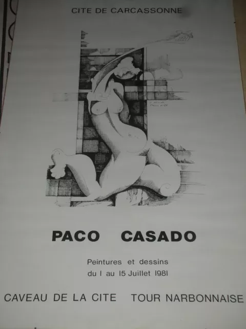 AFFICHE 1981 caveau la CITE de CARCASSONNE peinture PACO CASADO tour narbonnaise