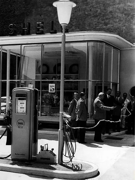 Opening Shell petrol station Sonnenallee, corner Schonstedtstr- 1953 Old Photo