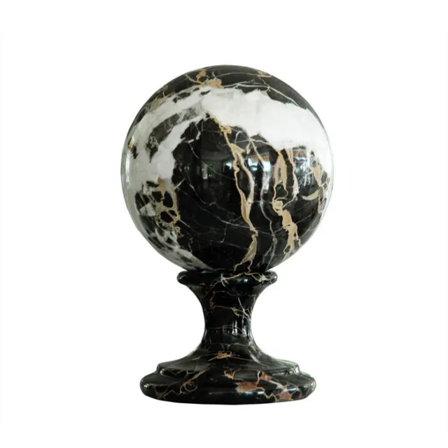 Escultura Bola Negro Portoro Black Italian Marble Sphere Orb Home Diseño D.12CM