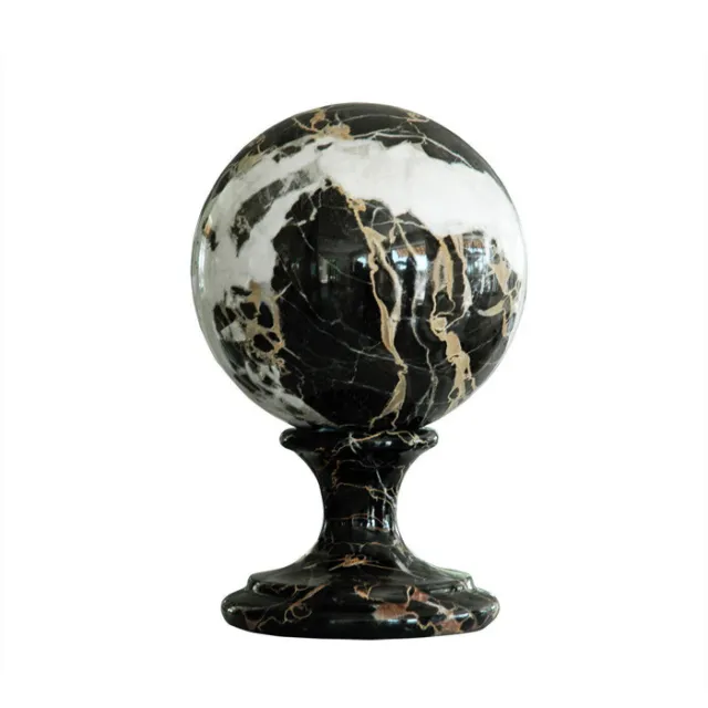 Scultura SFERA Nero Portoro Black Italian Marble Sphere Orb Home Design D.12CM