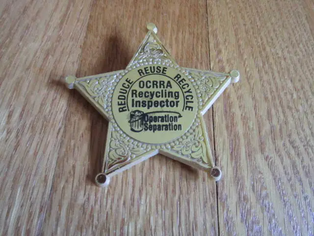 Syracuse NY Onondaga County OCRRA Recycling Inspector Plastic Star Badge