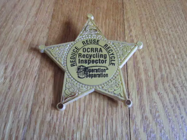 Syracuse NY Onondaga County OCRRA Recycling Inspector Plastic Star Badge