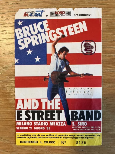Bruce Springsteen Milano San Siro 21.6.85 Original Ticket Stub Biglietto