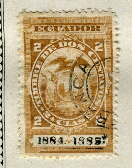 ECUADOR; 1884 early classic Revenue issue fine used 2c. value