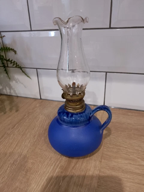 Vintage Small Clay Pottery Oil Lamp
