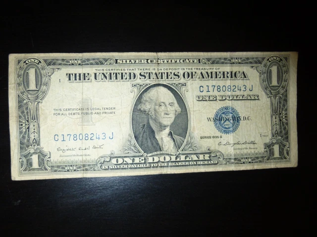 1935 Series G One Silver Dollar Circulated Certificate C17808243J - see more!